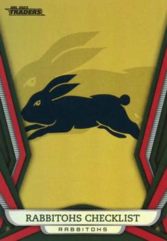 2023 NRL Traders Titanium - Gold Pearl Special #GS111 South Sydney Rabbitohs Checklist Front